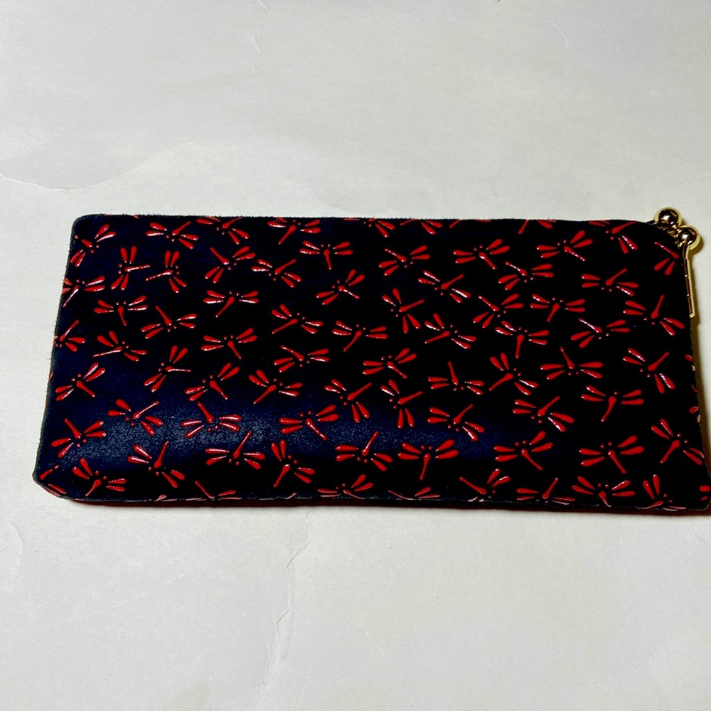 Eyeglasses  Case Red Butterflies Deer Leather "INDENYA" Japan Traditional Craft